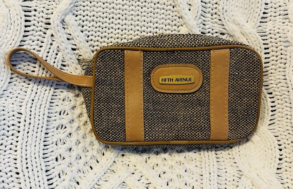 Vintage Fifth Avenue DOPP Kit Bag Make Up Bag Travel Bag Tweed Plaid